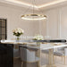 Modern Gold Ring Pendant Light 24Inch Faceted Geometric Chandelier