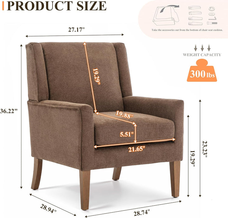 Accent Chairs for Living Room, Mid-Century Wooden Fabric Living Room Chairs, Arm Chair, Side Chairs for Living Room, Bedroom, Reading Nook