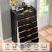 Fluted 6 Drawer Dresser for Bedroom,47'' Tall Chest of Drawer W/Gold Handle