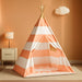 Teepee Tent for Kids with Padded Mat, Lights, and Carry Bag, Washable Playhouse for Indoor Use, Ideal Play Tent for Girls and Boys, Stripe Pink