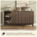 59'' Sideboard Buffet Storage Cabinet with Metal Handle, Fluted Cabinet with Rounded Corners, Modern Buffet Table Accent with 4 Doors for Coffee Bar, Console Table,Walnut