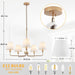 5-Light Brass Gold Dining Room Light Fixture with White Fabric Shade, 29.52In Farmhouse Chandelier Modern Antique Linear Pendant Island Light Fixture for Bedroom Foyer Cottage Kitchen over Table