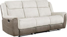 Mnul Reclining Sof for Living Room, Chenille Upholstery Double Recliner Couch Sof, Home Theter Seting, Wll Hugger, Pdded Hedrest, Required ssembly, Two-Tone Beige