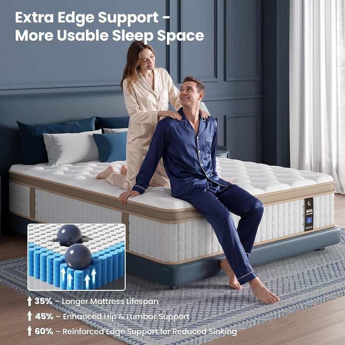 Queen Mattress, 12 Inch Cooling Hybrid Mattress in a Box, Medium Firm
