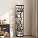 5-Tier Rotating Bookshelf, Freestanding Corner Bookshelf, 360° Spinning Bookcase, Industrial Style Storage Rack with Rails, for Living Room, Bedroom, Study, Black BKBK1601