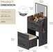 3 in 1 Vanity Desk with Flip Top Mirror and Lights,Glass Top Compact Vanity with 3Drawers &Rolling Stool, Modern Small Makeup Vanity Table W/Charging Station,Bedroom,Rustic Oak