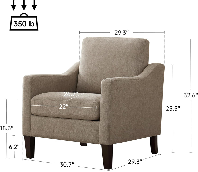 Brown Upholstered Armchairs With Polished Wooden Legs
