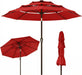 9Ft 3-Tier Patio Umbrella, Outdoor Table Umbrella with Easy Crank & Tilt, 8 Reinforced Ribs, UV Protection for Deck, Pool, Market, Backyard (Red)