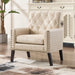 Mid Century Modern Accent Chair, Ivory Faux Leather Office Chair for Reception - Tufted Leather Club Chair for Living Room, Bedroom, or Waiting Room