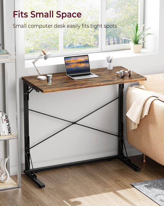 31.5Inch Collapsible Tray Desk RusticBrown Premium Finish