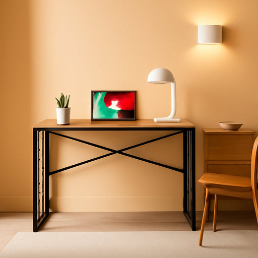 Small Folding Desk, No Assembly Required Computer Desks, 39.4 Inch Spaces Saving Foldable Table for Bedroom, Home Office, Dorm, Apartment, Slippy Vintage Brown