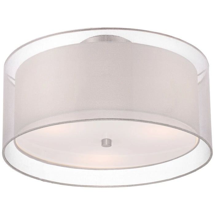 Ceiling Light Flush Mount Fixture Polished Nickel Double Drum 18" Wide for Bedroom Kitchen