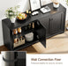 60" Buffet Cabinet with Storage, 4 Doors Sideboard Buffet Cabinet with Adjustable Shelves, Modern Coffee Bar Console Table for Living Room, Kitchen, Entryway, Black
