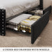 Queen Size Bed Frame with 4 Storage Drawers and RGB LED Lights, Velvet Upholstered Platform Bed with Charging Station and Bookcase Storage Headboard, No Box Spring Needed, Easy Assembly, Black
