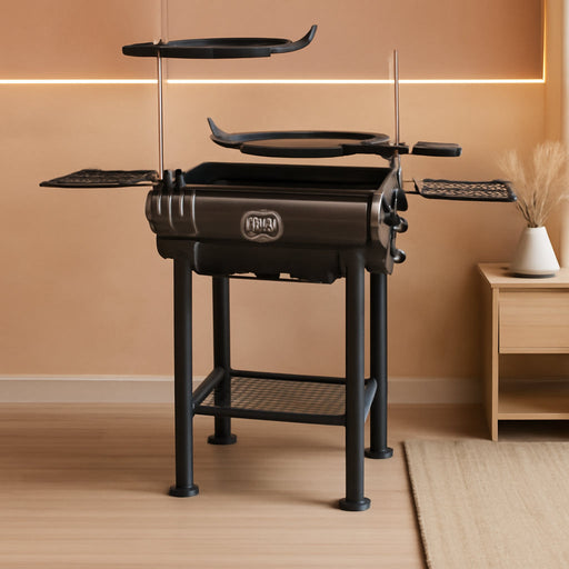 Firecraft Series Modular Open Fire Barrel Charcoal Grill with 480 Sq. In. Cooking Area in Black