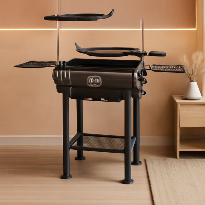 Firecraft Series Modular Open Fire Barrel Charcoal Grill with 480 Sq. In. Cooking Area in Black