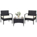 3 Pieces Patio Wicker Rattan Furniture Set with Cushions for Lawn Backyard