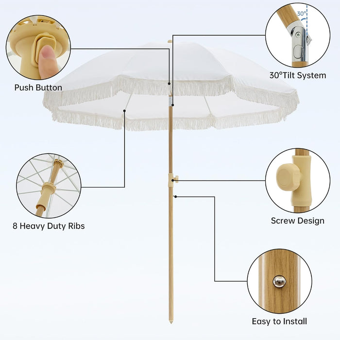Outdoor Umbrella - Sun Protection, Rain Resistant, Windproof with Manual Open-Close Feature - Ideal for Beach, Camping, and Picnics