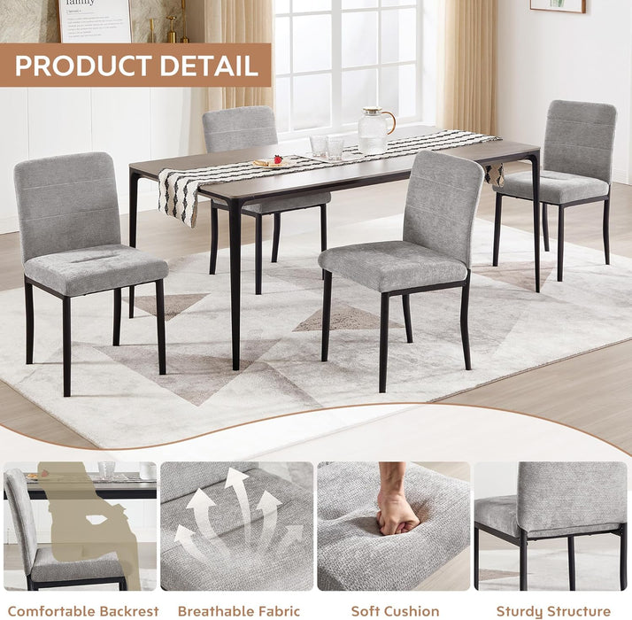 Dining Chairs Set of 4, Modern Upholstered Fabric Parsons Dining Room Chairs, Armless Kitchen Chairs with Metal Legs and Padded Seat for Living Room, Bedroom, Kitchen