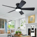 Modern Ceiling Fan with Light: 42-Inch Black Small Fans for Bedroom Indoor Outdoor - Dimmable Low Profile Ceiling Fans with Remote Control Flush Mount 5 Reversible Black Blades 6 Speeds Timer