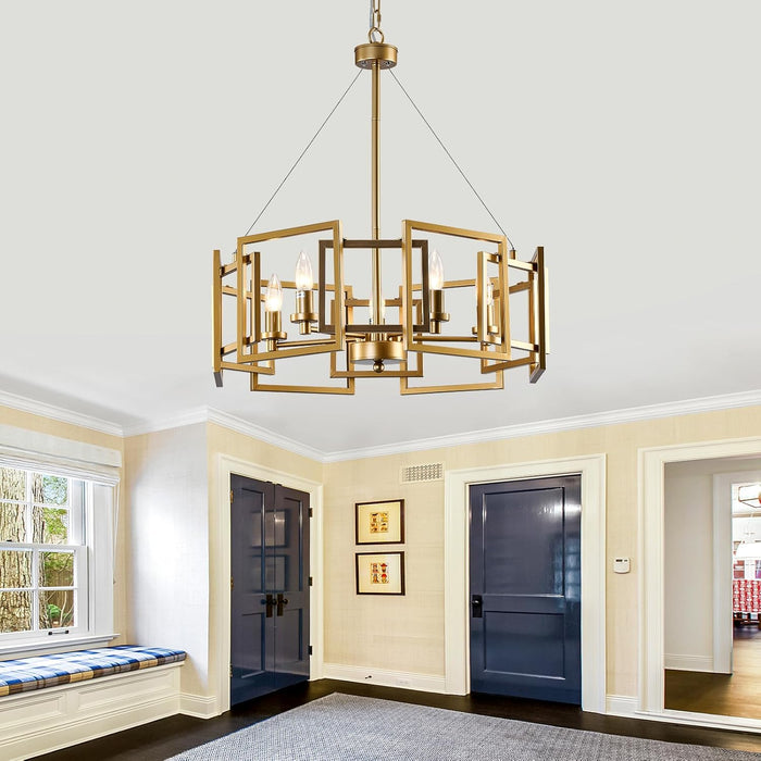 Gold GeometricMetal Pendant Chandelier 5 Light Fixture