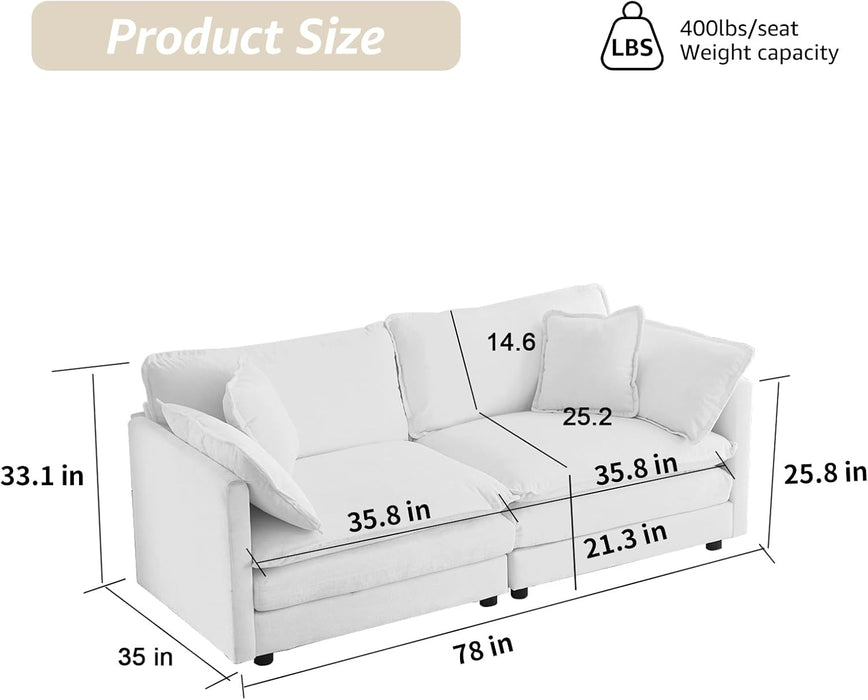 78Inch Green Modular Chenille Sectional Sofa Collection