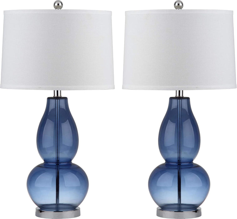 Safavieh Lighting Collection Mercurio Double Gourd Blue and White Table Lamp, Set of 2