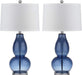 Safavieh Lighting Collection Mercurio Double Gourd Blue and White Table Lamp, Set of 2