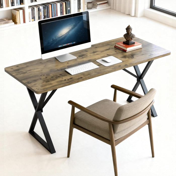 Heavy Duty Office Desk 47.2" – 800 Lbs Capacity, 45 Lbs Net Weight (Double the Average), 1" Thick Desktop, 1Mm Steel Frame, No Wobble for Home Office Gaming