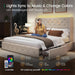 Queen Size Bed Frame with LED Lights and 4 Storage Drawers Linen Upholstered Platform Bed Frame with Tufted Headboard Wingback, No Box Spring Needed, Easy to Assemble, Beige