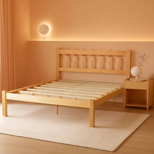 Bamboo Full Bed Frame with Headboard, 14 Inch Solid Wood Platform Bed Frames Full Size with Metal Slats, No Box Spring Needed, Easy Assembly, Noise Free