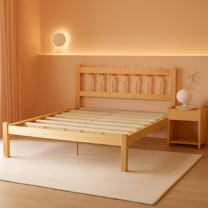 Bamboo Full Bed Frame with Headboard, 14 Inch Solid Wood Platform Bed Frames Full Size with Metal Slats, No Box Spring Needed, Easy Assembly, Noise Free