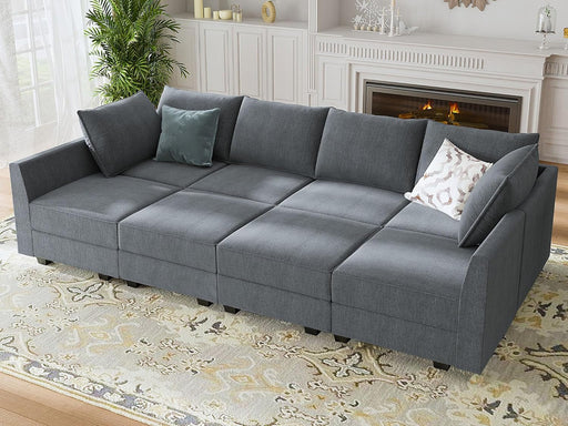 Modular Sectional Sleeper Sofa Reversible, Bluish Grey