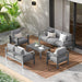 Aluminum Outdoor Patio Furniture Set,7 Seats Modern Patio Conversation Sets, Outdoor Sectional Metal Sofa with 5 Inch Cushion and Coffee Table for Balcony, Garden, Dark Grey