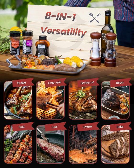 2026 Wood Pellet Grill & Smoker with PID V3.0 Controller, 459 Sq in Cook Area, Meat Probe, Foldable Shelf&Side Shelf, 8 in 1 BBQ Grill Outdoor Auto Temperature Control, Black, 450A