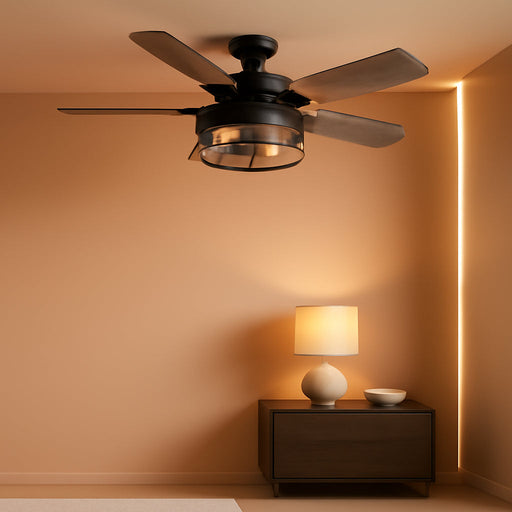 Industrial Black Ceiling Fan With Advanced Lighting