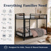 Twin over Twin Low Profile Metal Bunk Bed for Kids & Teens | 53.9" Low Profile, 400 Lbs Each Bunk, 12.8" Guardrails, Quiet Steel Frame, No Box Spring