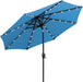 9' round Patio Umbrella with 32 Solar Powered LED Lights, Push-Button Tilt and Hand Crank Lift, Solar Umbrella in Teal for Porch, Deck, and Patio by