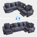 Oversized Modular Sectional Sofa with 2 Power Recliner, 5-Seater L-Shaped Corduroy Reclining Couch with Storage Console Charging Cup Holders, Fluffy Reclining Couches for Living Room,Grey