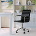Taytum Swivel Task Chair with Armrests for Home Office in Black Faux Leather with Polished Nickel Frame