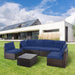 7 Pieces Outdoor Patio Furniture Sets,Rattan Conversation Sectional Set,Manual Weaving Wicker Patio Sofa with Tea Table