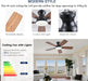 Ceiling Fans with Lights, 42 Inch Low Profile Ceiling Fan with Light and Remote Control, Flush Mount, DC Reversible Motor, Noiseless, Brown 6 Speeds Ceiling Fan for Bedroom