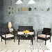 4 Pieces Patio Rattan Conversation Set with Loveseat Sofas and Coffee Table