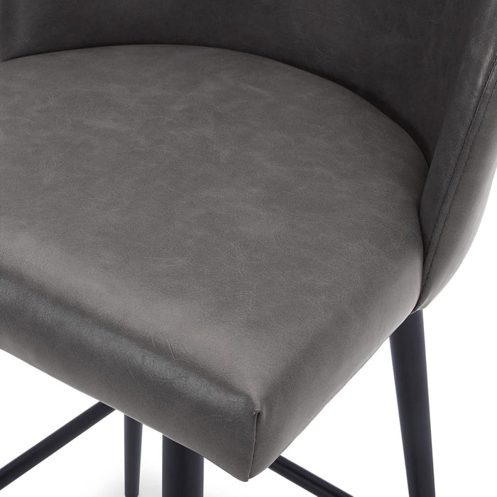 Counter Height Bar Stools Set of 3, 360° Swivel Upholstered Barstools with Backs and Metal Legs, 26" H Seat Height, Faux Leather in Grey