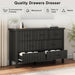 Fluted 7 Drawers Dresser for Bedroom, Modern Chest of Drawers with Metal Handle, Wood Dresser TV Stand, Wooden Closet Clothes Storage Organizer for Living Room, Hallway (Black)