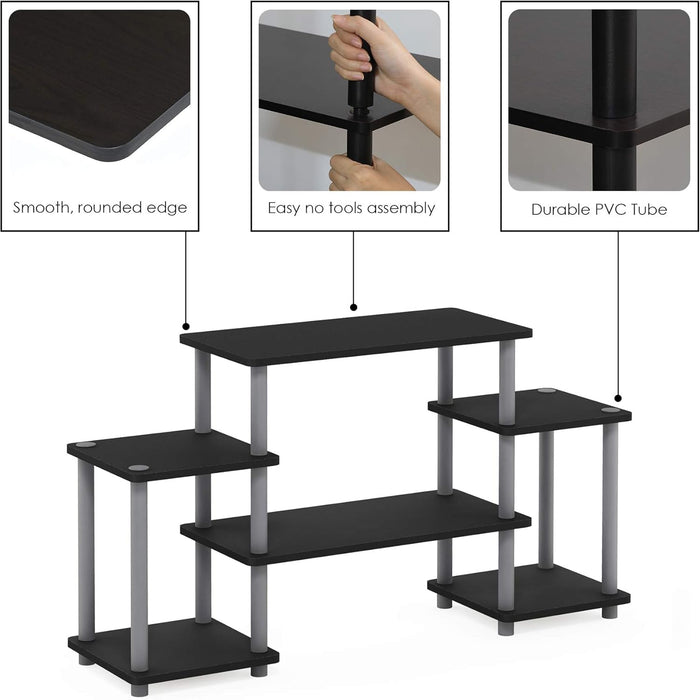Turn-N-Tube No Tools Entertainment TV Stands, Black/Grey