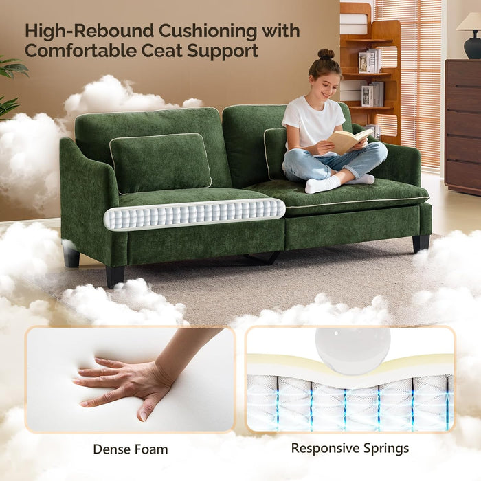 84Inch Extra Deep Luxuriously Textured LinenVelvet Sofa