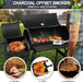 Barrel Charcoal Grill with Offset Smoker(420.Sq.In),  Large Outdoor BBQ Grills with Chimney Starter Set for Grilling, Smoking, Roasting, with Thermometer & Front Table, 6 S-Hooks & Clamp