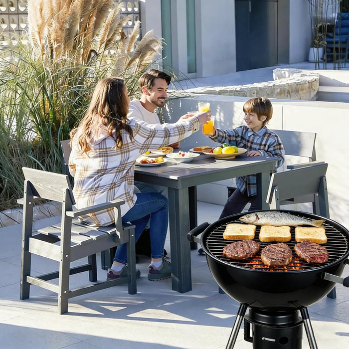 18-Inch Kettle Charcoal Grill with Lid & Wheels,Easy-To-Use BBQ Grill for Backyard, Patio & Beginners Outdoor Charcoal Grills for Family Cooking with Windproof Ash Can