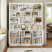 70.9" Bookcase Tall Bookshelf with Doors, Triple Wide Bookshelves | White Large Bookshelf with 10 Display Shelves, 6-Tier Tall Bookcases with Storage Cabinet, Adjustable Shelf, for Living Room